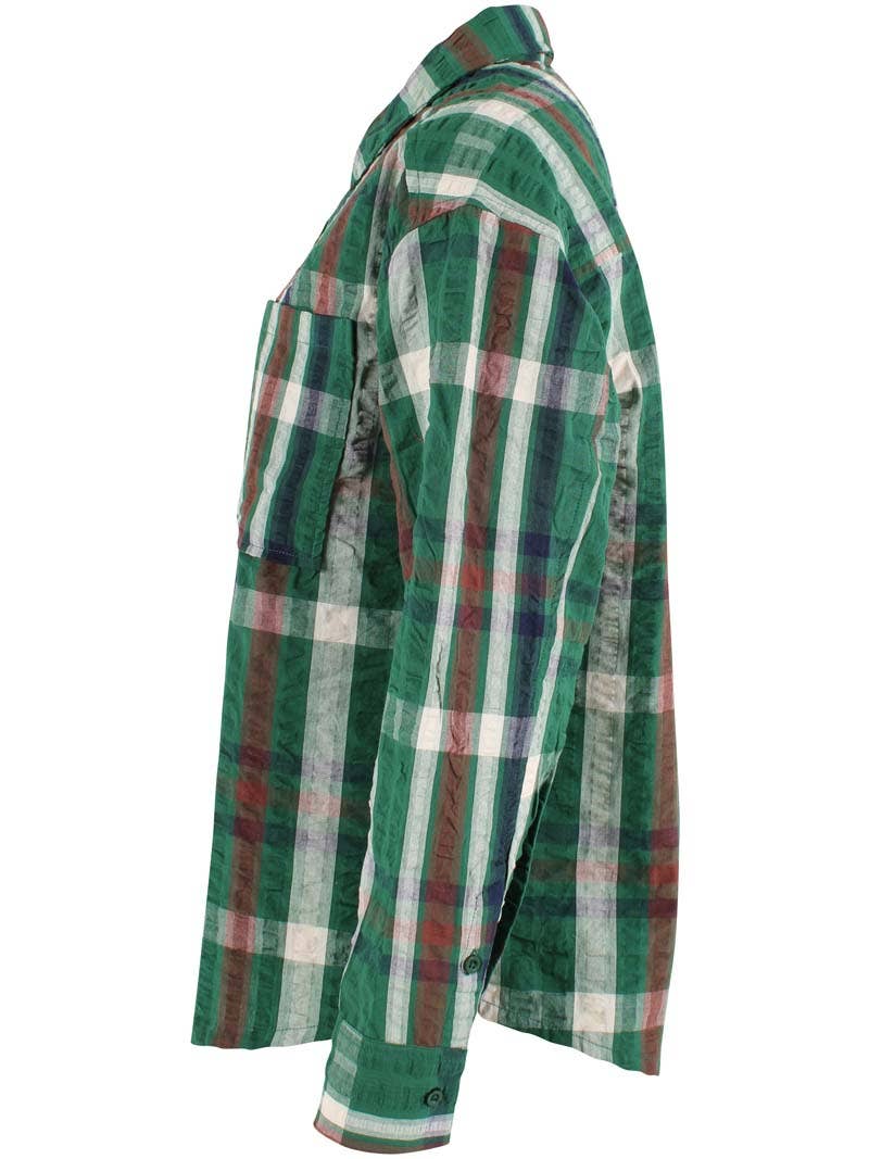 Danefae København Danethyme Seersucker Shirt – Dark Pine Check