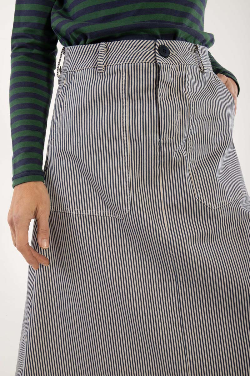 Danefæ København DaneSweetie Stretch Canvas Skirt – Dark Navy / Chalk
