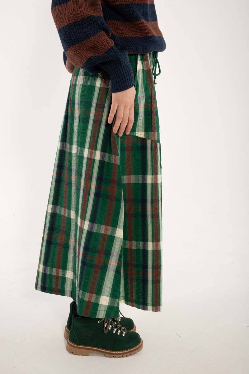 Danefæ København Danevisit Seersucker Skirt – Dark Pine Check
