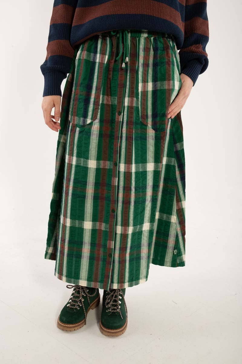 Danefæ København Danevisit Seersucker Skirt – Dark Pine Check