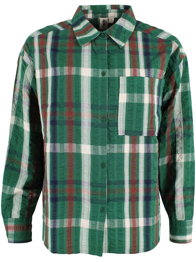 Danefae København Danethyme Seersucker Shirt – Dark Pine Check