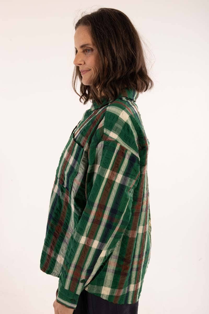 Danefae København Danethyme Seersucker Shirt – Dark Pine Check