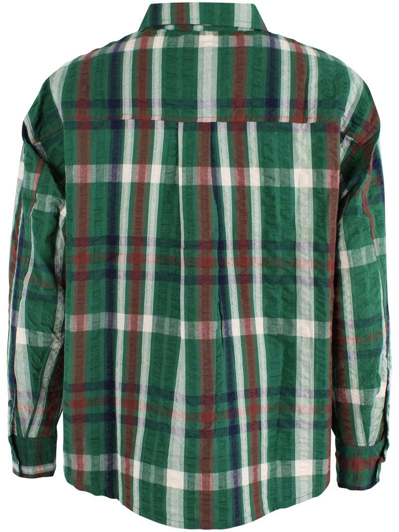 Danefae København Danethyme Seersucker Shirt – Dark Pine Check