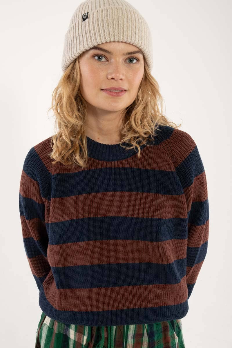 Danefae København Danejumbo Cotton Rib Jumper – Dark Navy/Dark Merlot