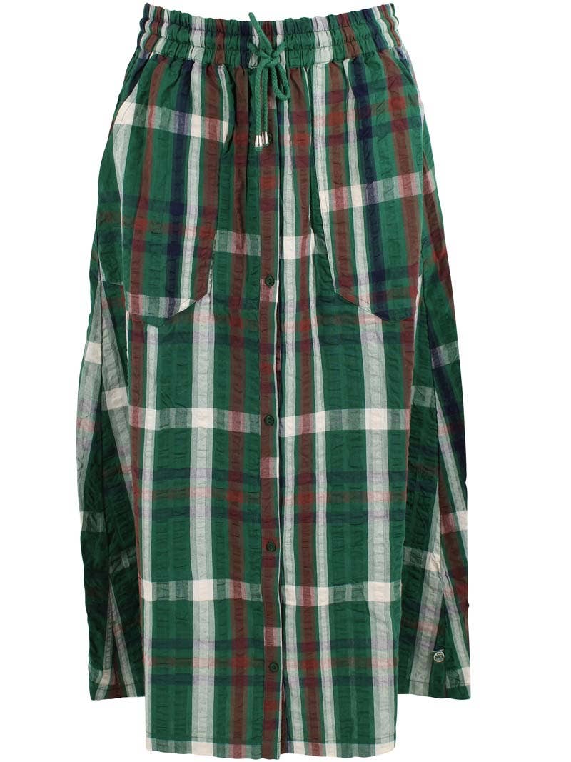 Danefæ København Danevisit Seersucker Skirt – Dark Pine Check