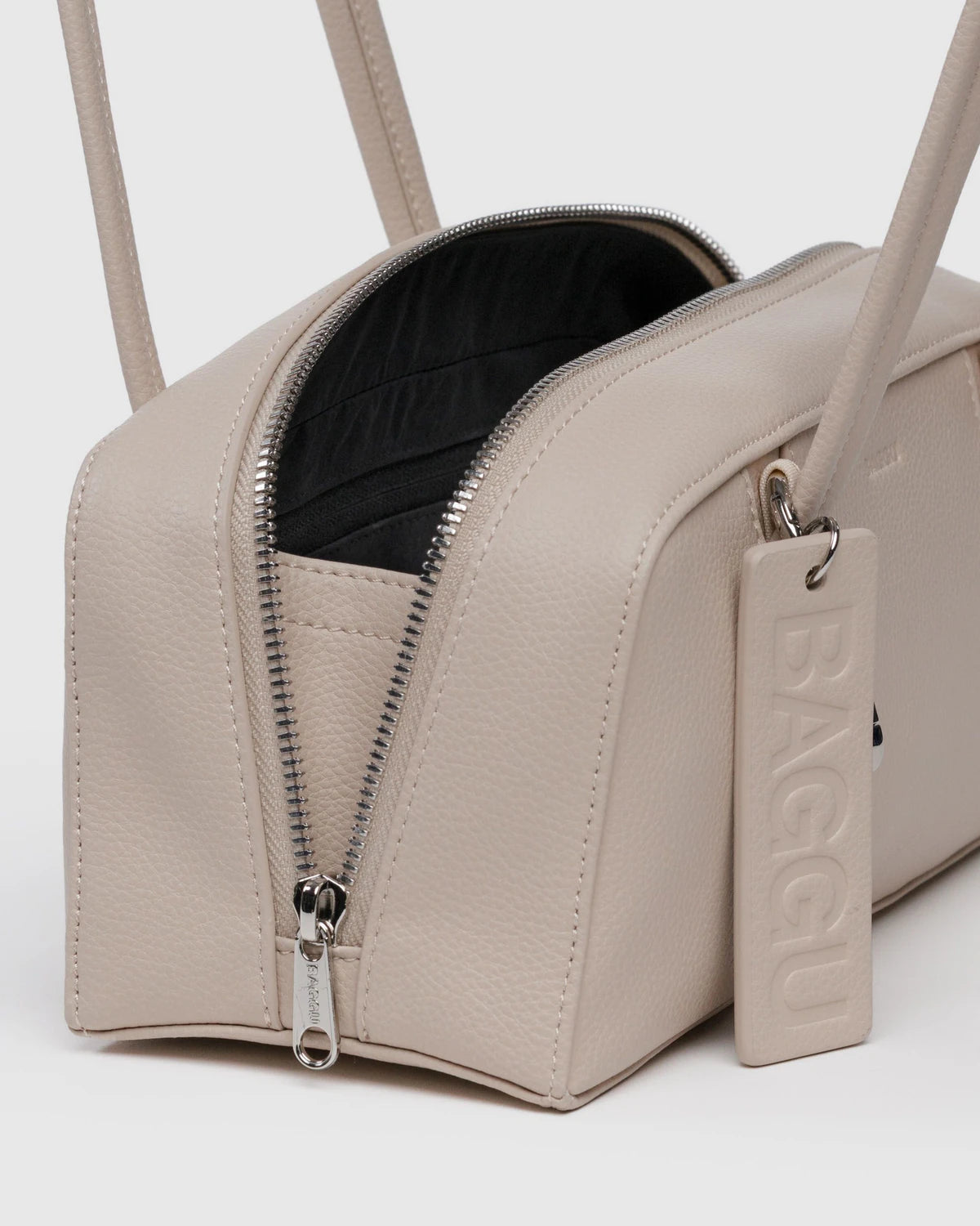 Baggu Small Recycled Leather Bowling Bag – Stone