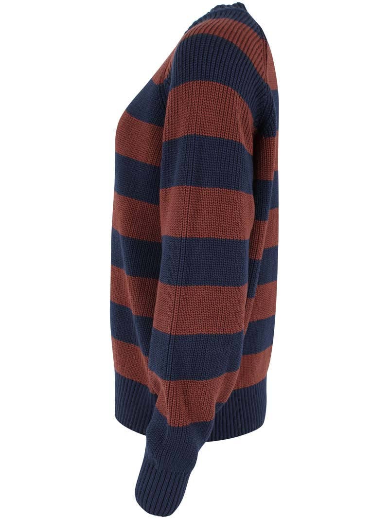 Danefae København Danejumbo Cotton Rib Jumper – Dark Navy/Dark Merlot