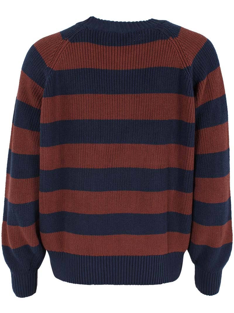 Danefae København Danejumbo Cotton Rib Jumper – Dark Navy/Dark Merlot