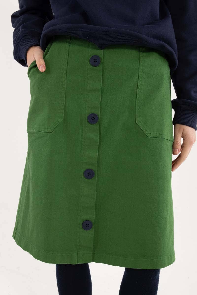 Danefae København Stretch Canvas Skirt – Moss Green