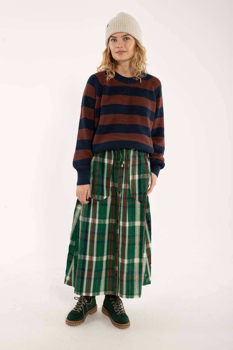 Danefæ København Danevisit Seersucker Skirt – Dark Pine Check