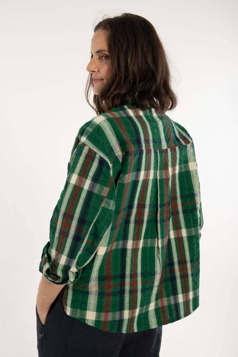 Danefae København Danethyme Seersucker Shirt – Dark Pine Check
