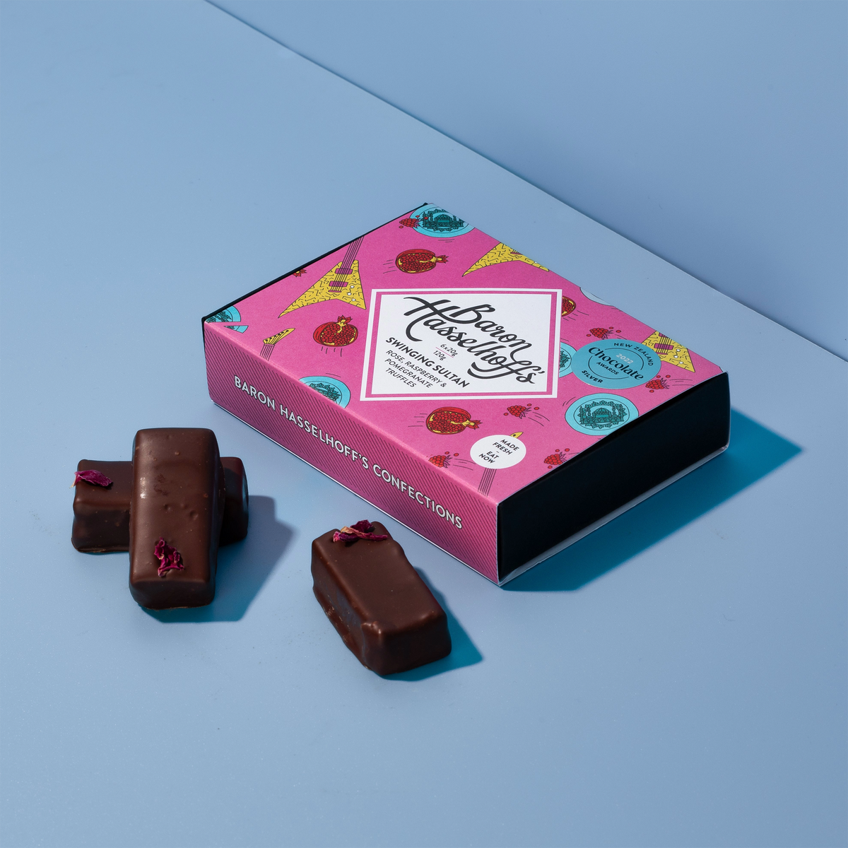 Baron Hasselhoff’s “Swinging Sultan” Rose, Raspberry & Pomegranate Truffles