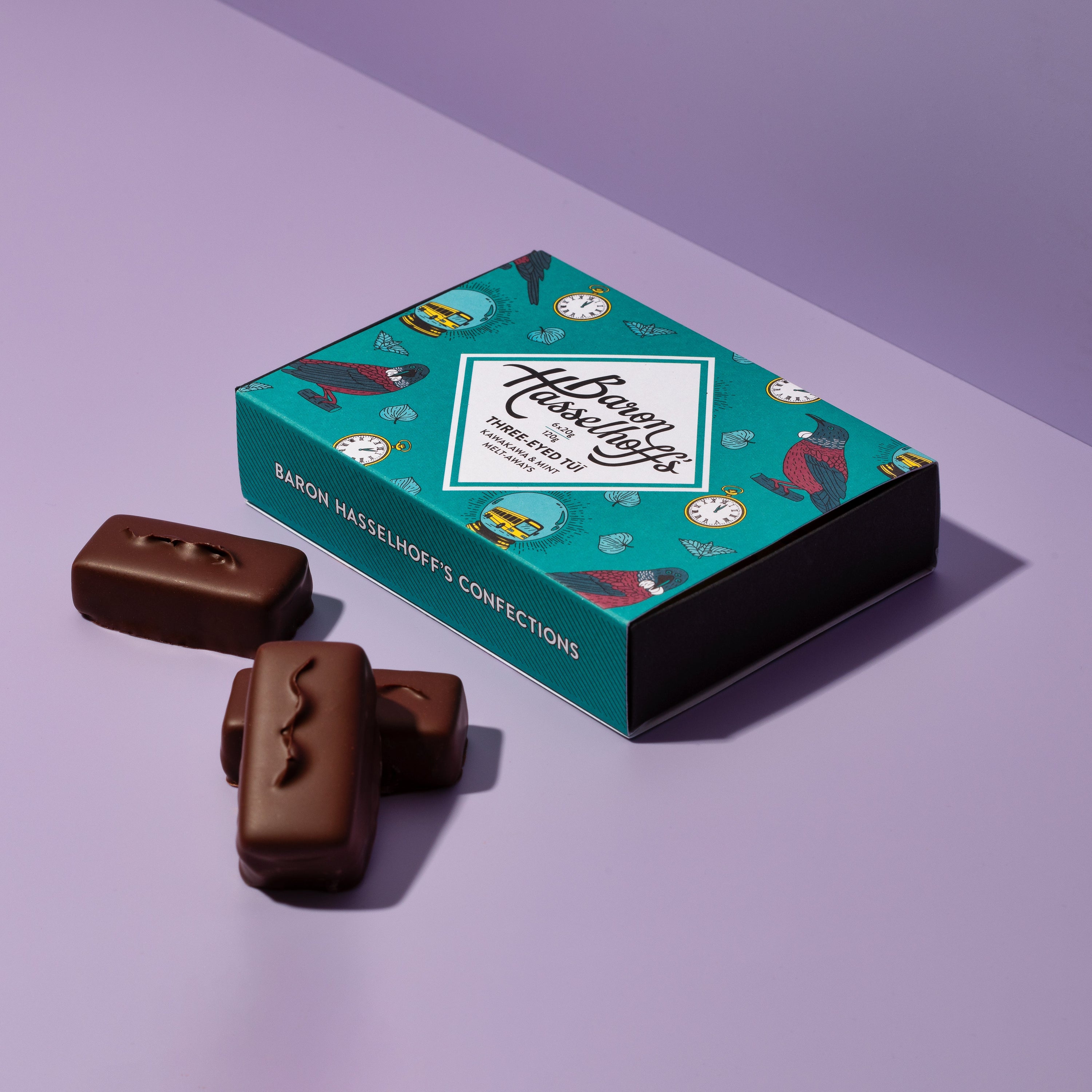 Baron Hasselhoff's “Three-Eyed Tui” Mint and Kawakawa Meltaways