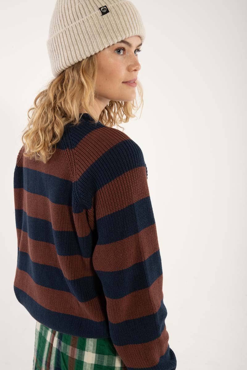 Danefae København Danejumbo Cotton Rib Jumper – Dark Navy/Dark Merlot