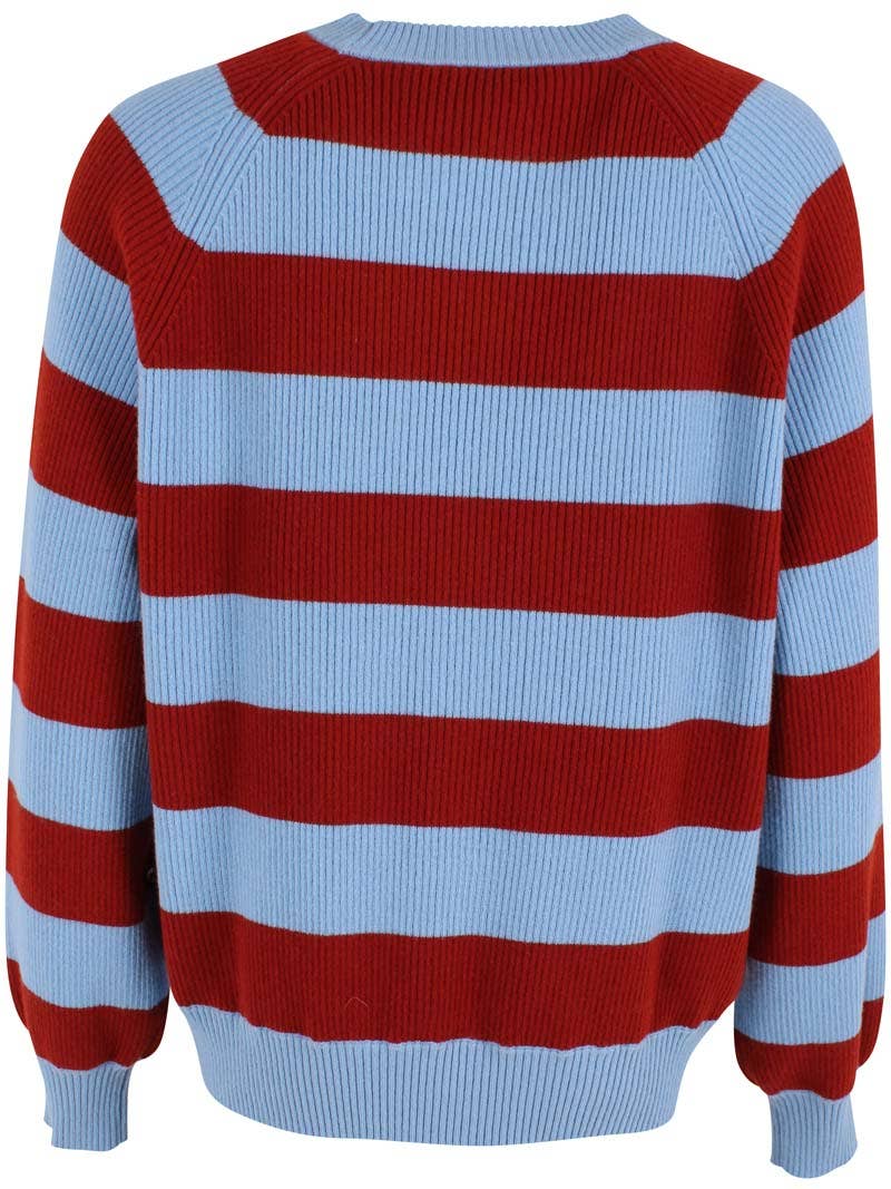 Danefæ København Danerelation Chunky Wool Jumper – Dark Brick / Light Blue Grey