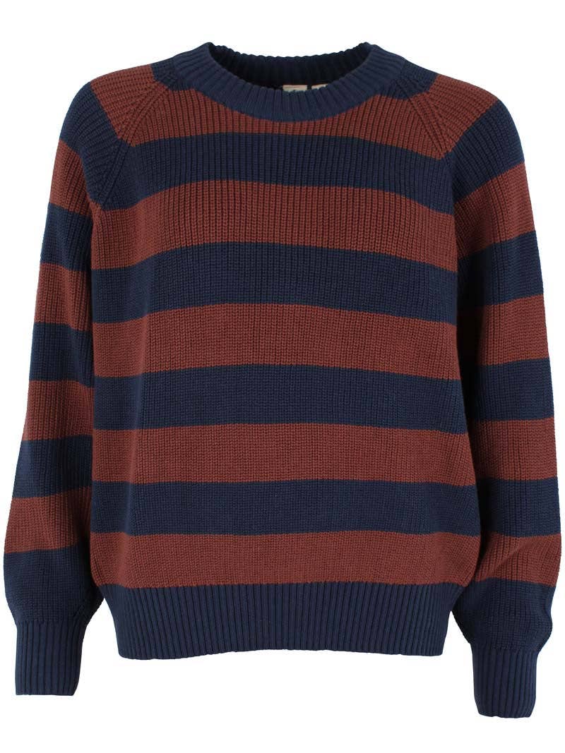 Danefae København Danejumbo Cotton Rib Jumper – Dark Navy/Dark Merlot