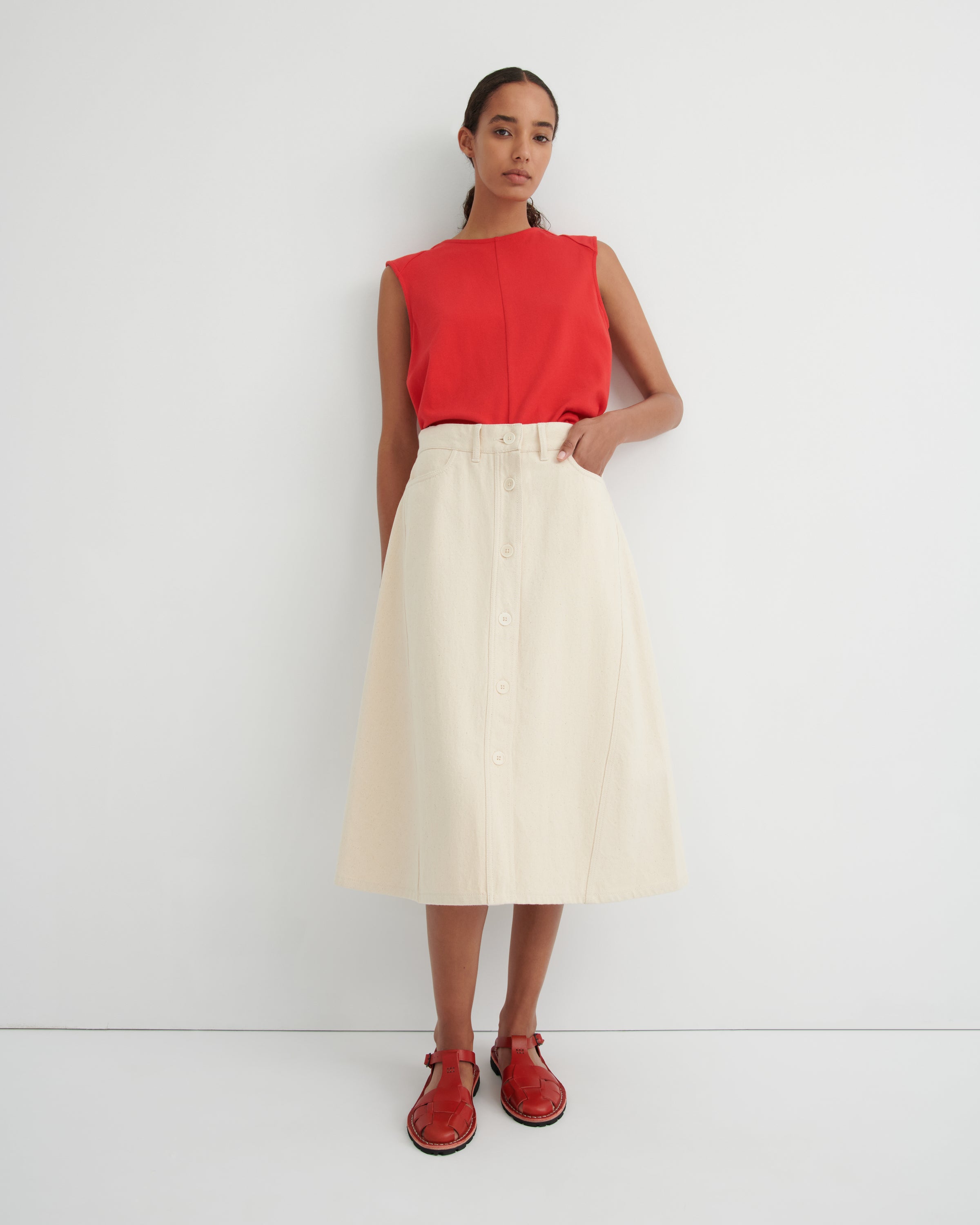 Kowtow Jubilee Skirt – Ecru Denim