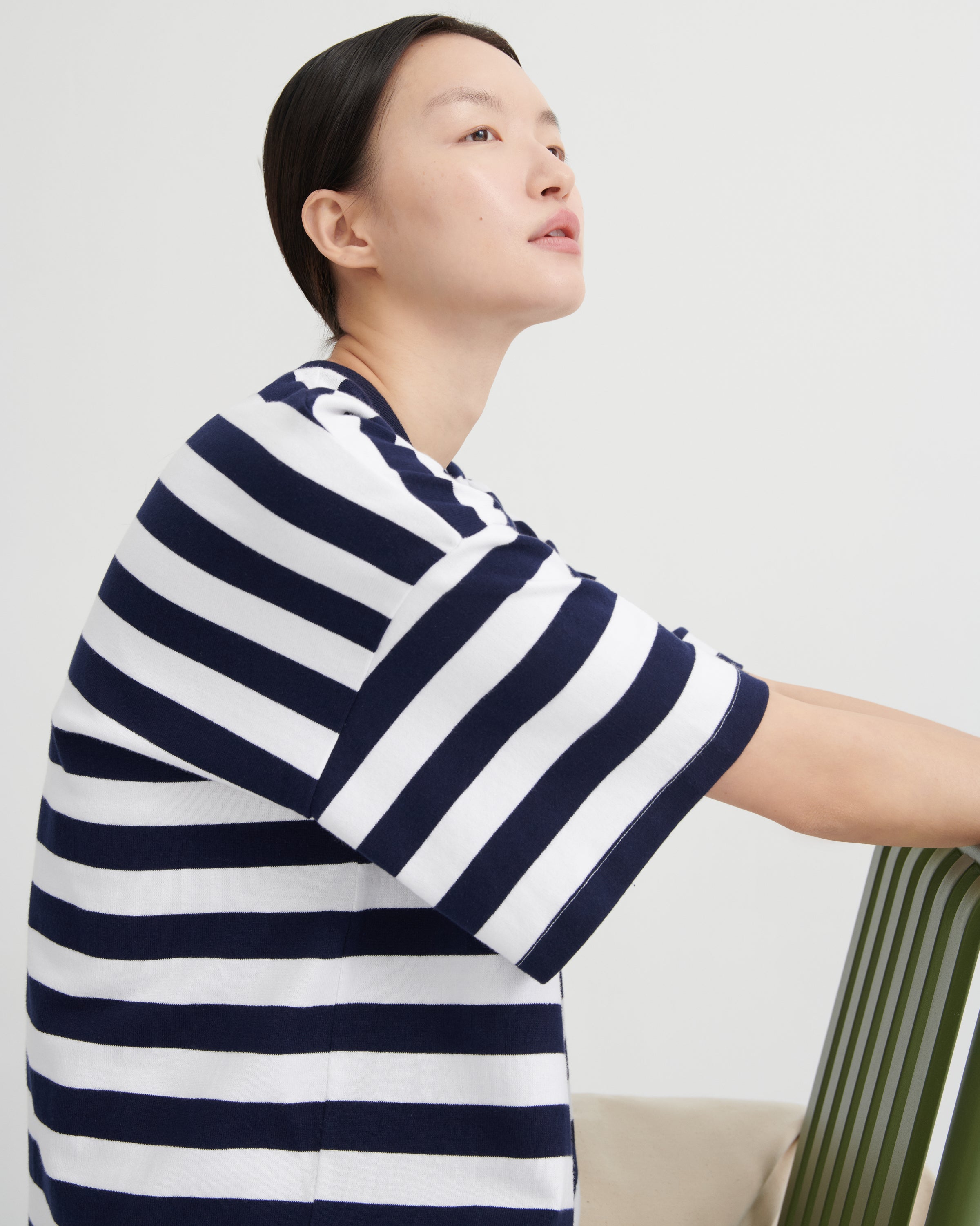 Kowtow Oversized Boxy Tee – Navy White Stripe